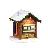 Lemax Ski Rental Christmas Village table accent featuring miniature skis, a snow-covered building, and festive holiday details.