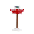 Lemax Christmas Village accessory featuring a ski slope sign, detailed miniature with festive holiday decor.