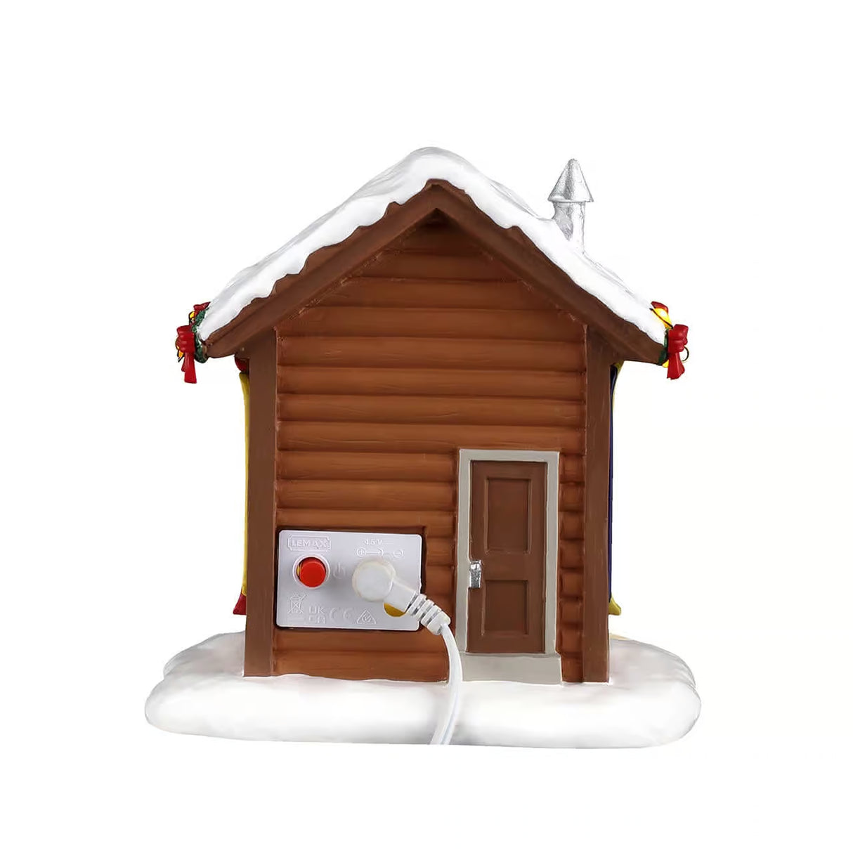 Lemax Christmas Village Ski Rental table accent with miniature skiers and snowy mountain scene for holiday decor.
