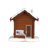Lemax Christmas Village Ski Rental table accent with miniature skiers and snowy mountain scene for holiday decor.