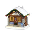 Lemax Ski & Snowboard School Christmas Village table accent featuring miniature skiers and snowboarders in a festive village scene.