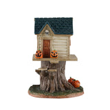 Lemax Spooky Town skull tree house table accent with spooky tree design, perfect for Halloween-themed displays.
