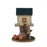Lemax Spooky Town Skull Tree House table accent with spooky tree design, perfect for Halloween-themed displays.