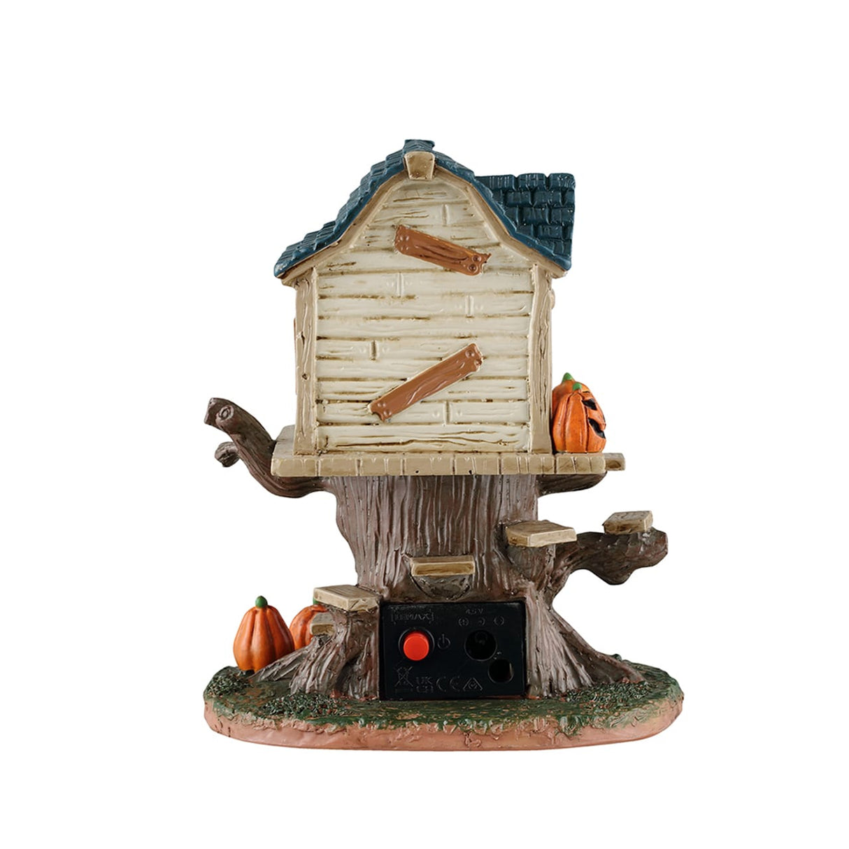 Lemax Spooky Town Skull Tree House table accent featuring a spooky tree house with skull details, perfect for Halloween décor.