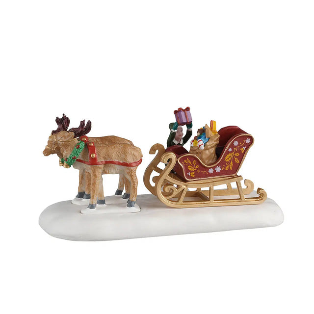 Lemax Christmas Village sled of toys table accent with miniature decorative sled and toy figures for holiday display