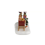Lemax Christmas Village sled of toys table accent with miniature toys and winter scene, decorative holiday collectible.