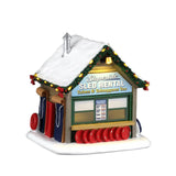 Lemax Slopeside Sled Rental Christmas village table accent with miniature sled and winter scene details.