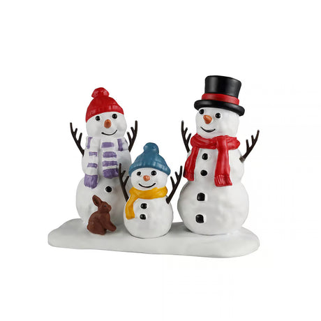 Lemax Snowman Family figurine from Christmas village collection featuring a cheerful snowman family scene.