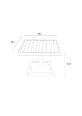 Hartman Sonas Square casual dining set with aluminium garden furniture and adjustable table, featuring modern design and comfortable seating.