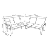 Hartman Sonas square casual dining set with aluminium garden furniture and adjustable table, including corner sofa and seating.