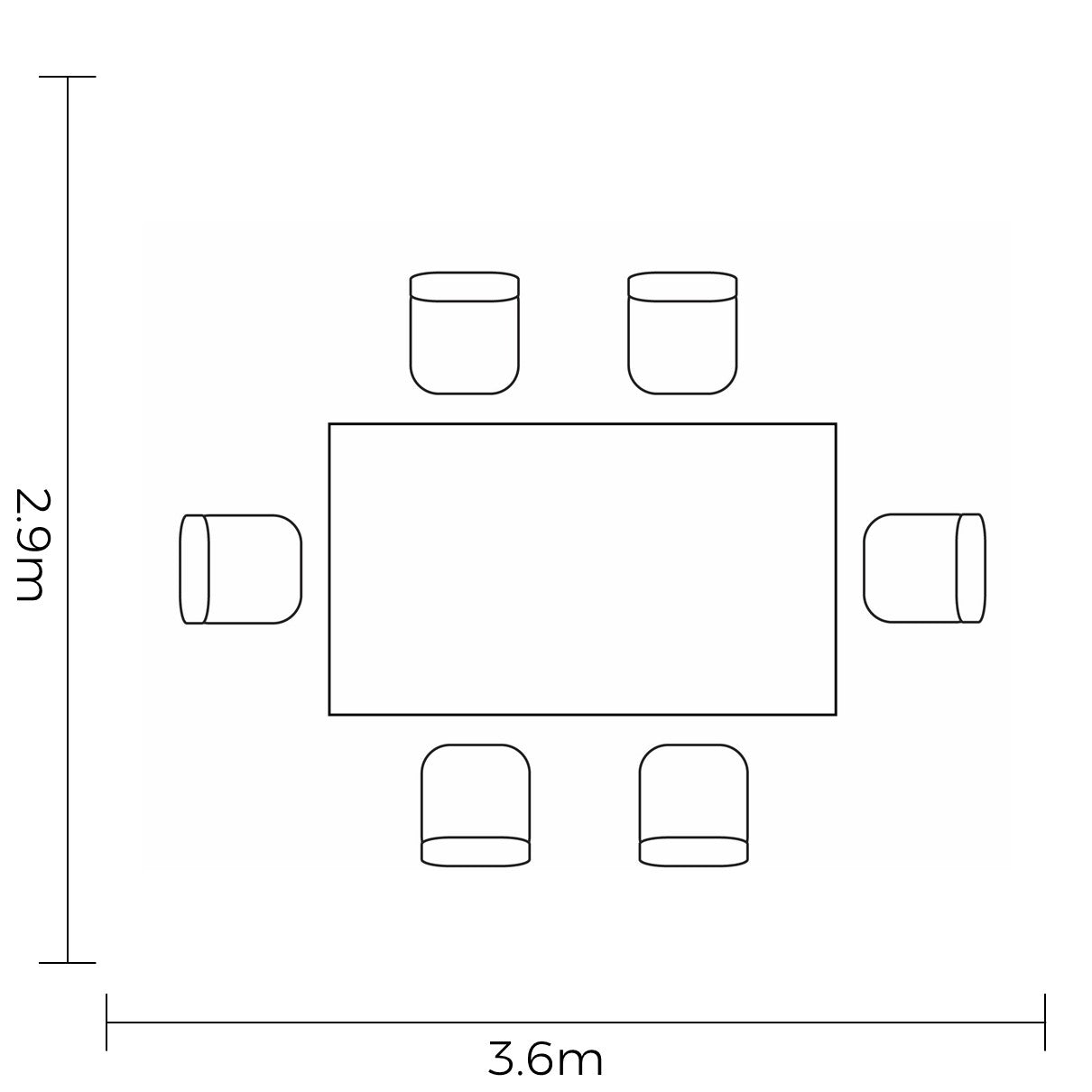 Hartman Sonas 6-seat rectangular aluminium dining set with matching chairs, suitable for outdoor garden dining spaces.