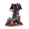 Lemax Spooky Town Spiderweb Manor illuminated building with detailed spooky exterior and 4.5V adaptor for holiday display.