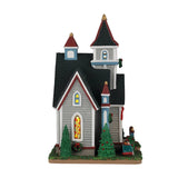 Lemax Spruce Valley Church illuminated building from Christmas village display with detailed architecture and festive lights