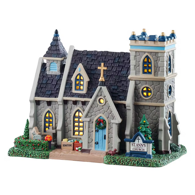 St. Ann's Church Incl. Adaptor 100 Ma (White) Lemax Christmas Village Illuminated Building - Mill Race Garden Centre