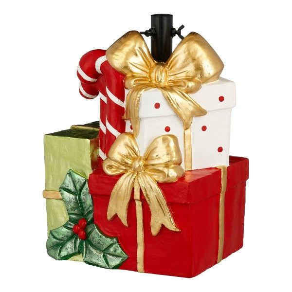 Stacked Gift Box Decorative Christmas Tree Stand Base (34 × 26 × 45 cm) – Novelty Wrapped Present Tree Holder | Indoor Festive Holiday Decor
