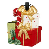 Stacked Gift Box Decorative Christmas Tree Stand Base (34 × 26 × 45 cm) – Novelty Wrapped Present Tree Holder | Indoor Festive Holiday Decor
