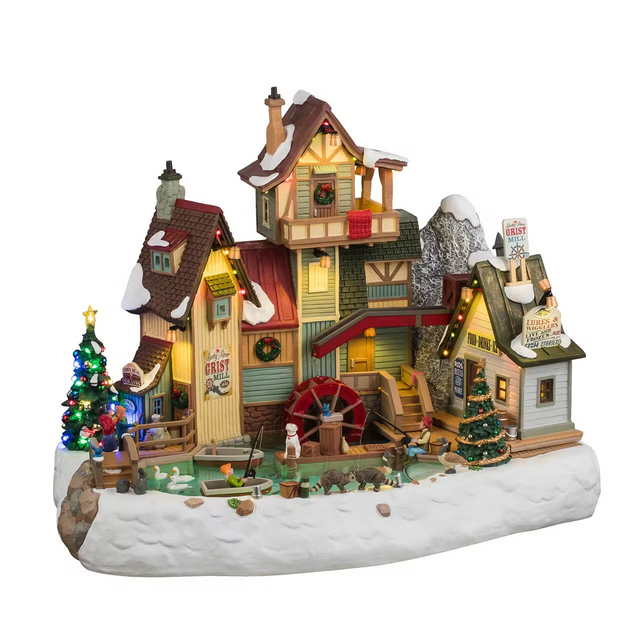 The Rocky River Grist Mill Incl. Adaptor 550 Ma (White) Lemax Christmas Village Sights & Sounds - Mill Race Garden Centre