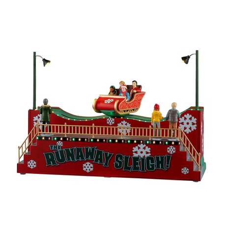 The Runaway Sleigh Incl. Adaptor 550 Ma (White) Lemax Christmas Village Table Accent - Mill Race Garden Centre