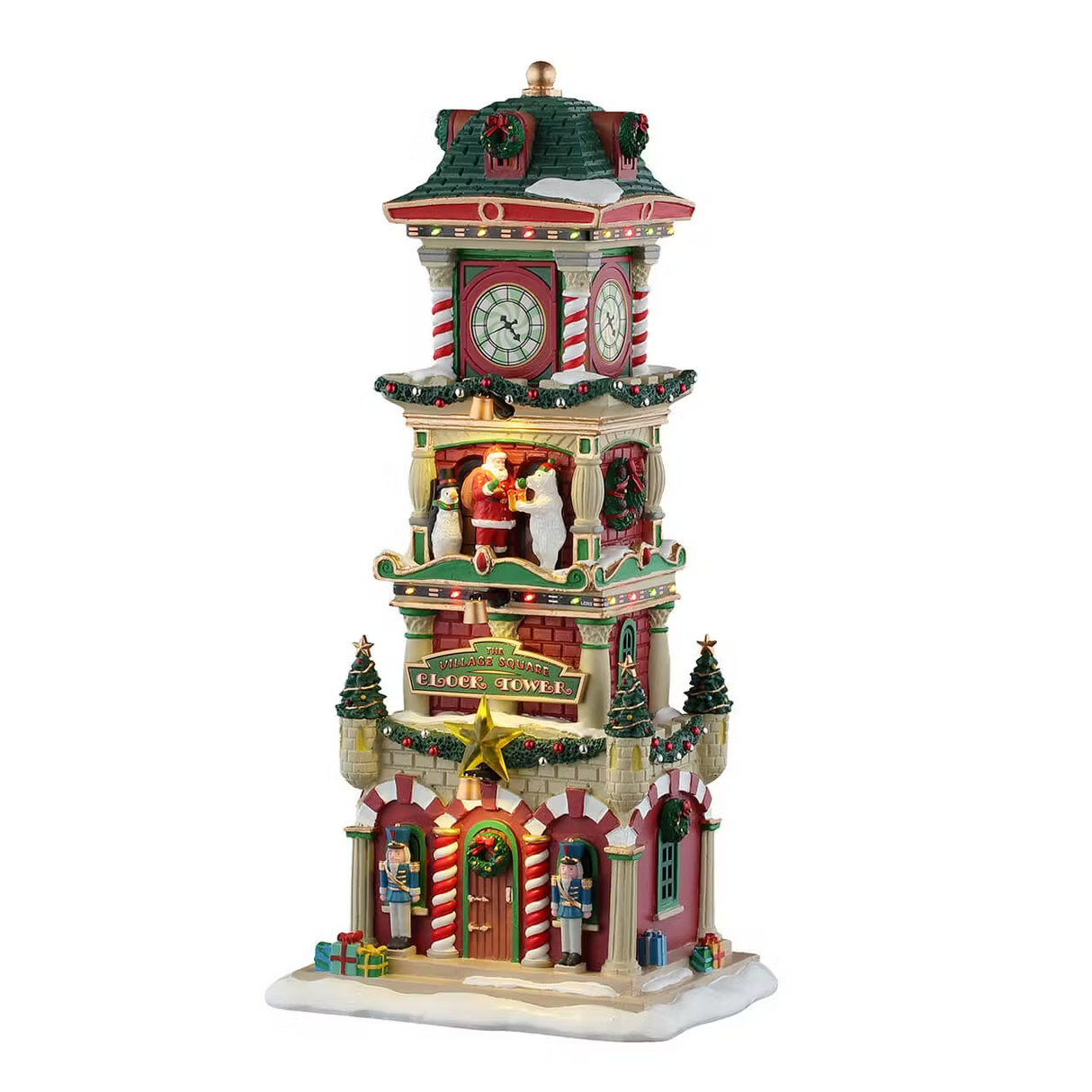 The Village Square Clock Tower B/O (4.5V) Lemax Christmas Village Illuminated Village - Mill Race Garden Centre