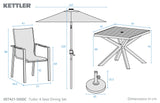 Kettler Tudor 4-seat metal dining set with matching parasol and base, includes table and chairs for outdoor dining.