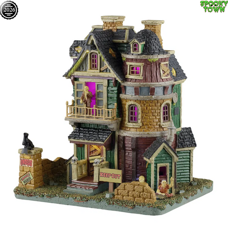 Lemax Spooky Town Undead Manor decoration featuring a spooky haunted house with eerie undead figures.