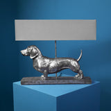 WERNS® Dachshund table lamp Frank silver/grey, poly, 60x14x48.5 cm