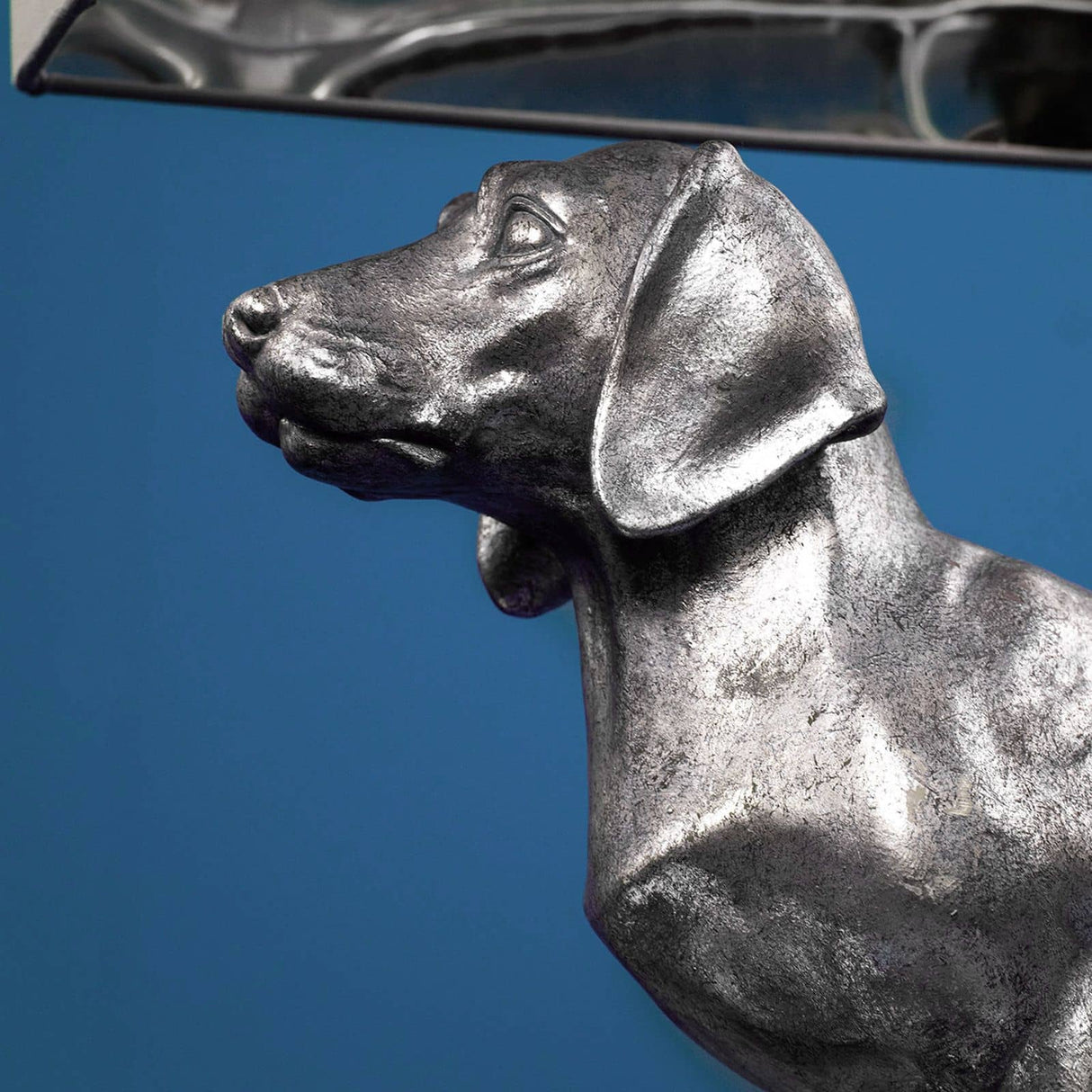 WERNS® Dachshund table lamp Frank silver/grey, poly, 60x14x48.5 cm