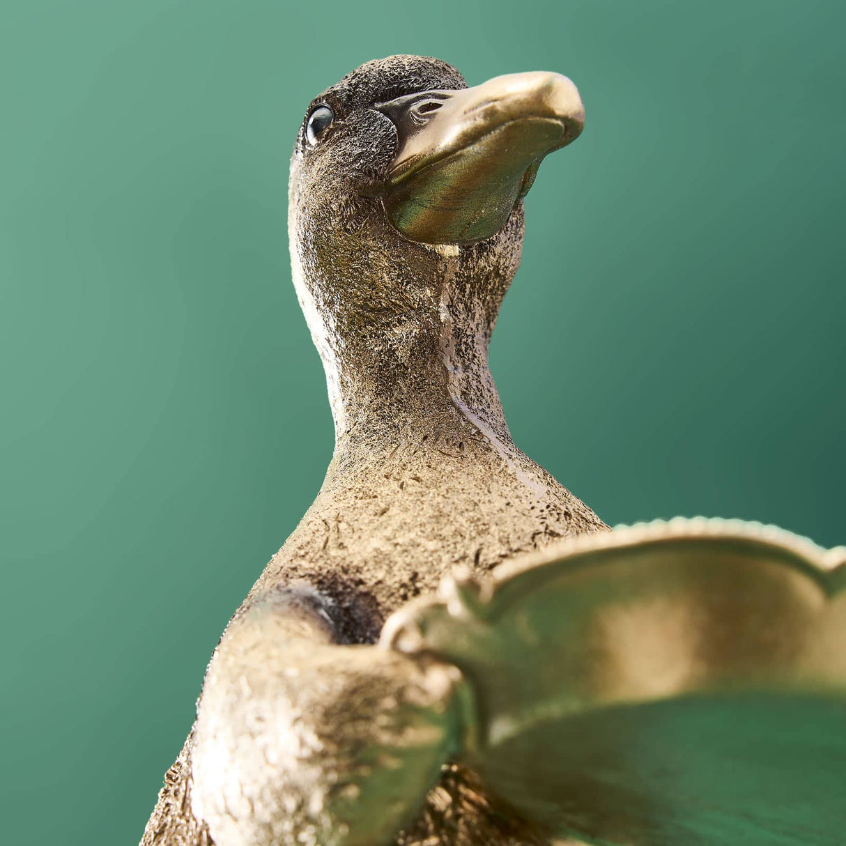 Gold duck-shaped card holder ornament by Werner Vob, decorative indoor duck ornament for home decor.