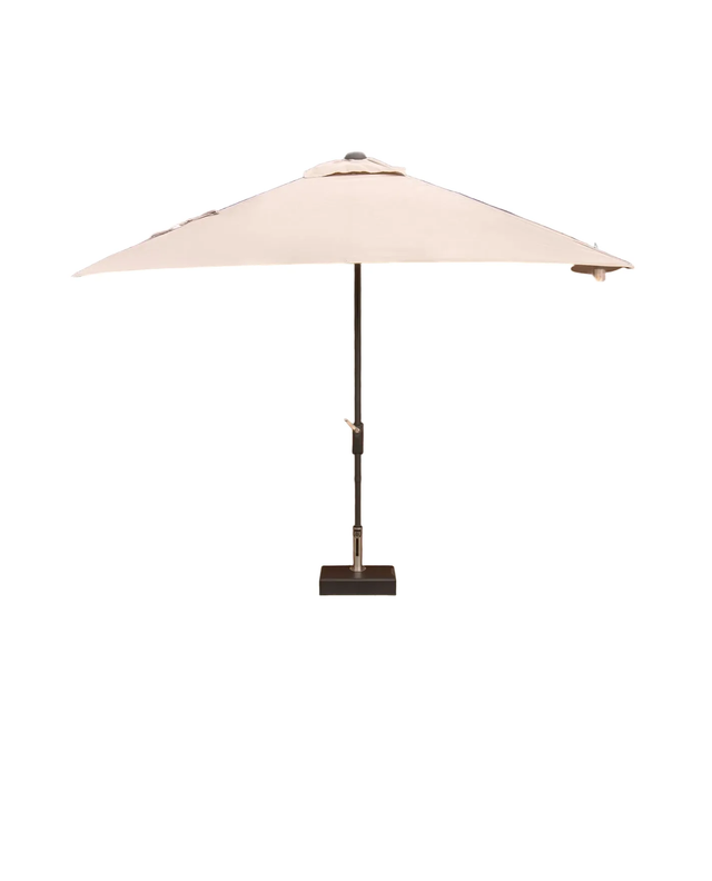 Kettler wall-mount rectangular balcony parasol with auto tilt and night cover, designed for outdoor shading and wind resistance.
