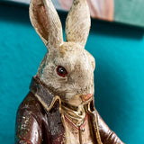 Werner Voß Bordeaux rabbit card holder ornament with tray, luxury German design, indoor decorative hare figurine, 32cm.