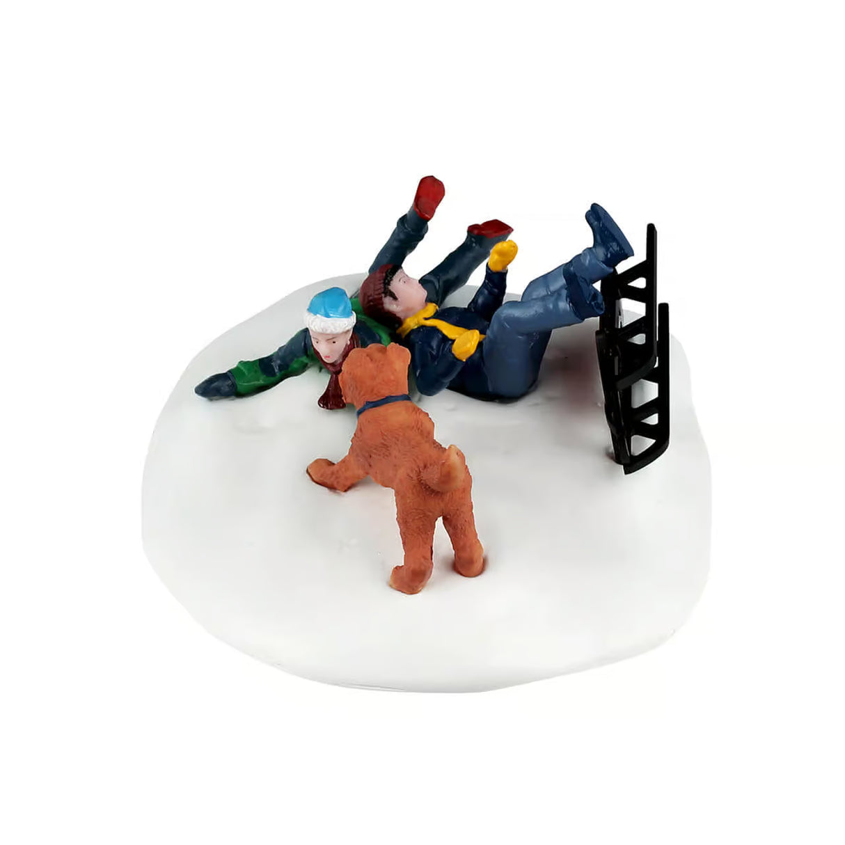Lemax Winter Wipeout Christmas Village table accent featuring a snowy winter scene with miniature figures and festive details.