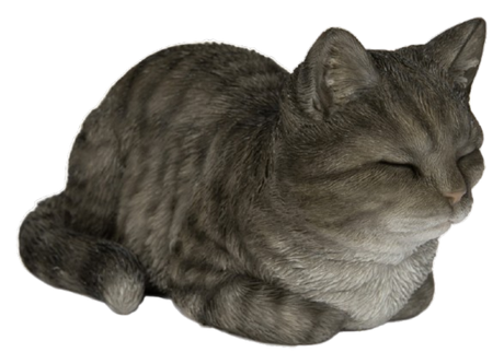 Real Life Dreaming Tabby Cat ornament by Vivid Arts, detailed resin figurine showcasing a lifelike tabby cat in a natural pose.
