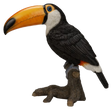 Real Life Toucan ornament by Vivid Arts, detailed resin sculpture of a colorful toucan perched on a branch.