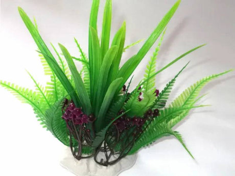 Fern  and  Grass With Flowers Aquarium Ornament Decoration - Mill Race Garden Centre