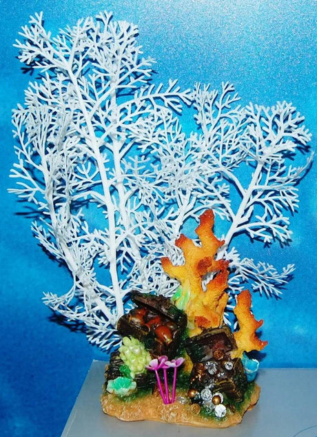 Large Treasure Chest on Rock Aquarium Ornament - Mill Race Garden Centre