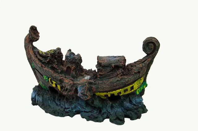 Viking Boat Shipwreck Aquarium Ornament Decoration - Mill Race Garden Centre