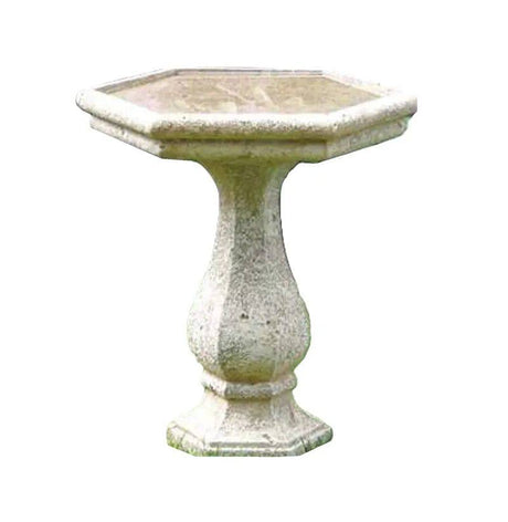 Chelsea Hexagon Cast Stone Bird Bath - Mill Race Garden Centre