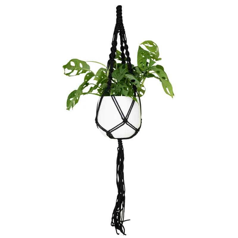 Macrame Single Spiral Knot Black 100cm - Mill Race Garden Centre