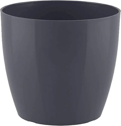 San Remo Pot Glossy 18cm Anthracite - Mill Race Garden Centre