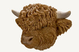 Vivid Arts Highland Cattle resin wall planter featuring detailed cattle design for outdoor home decor.