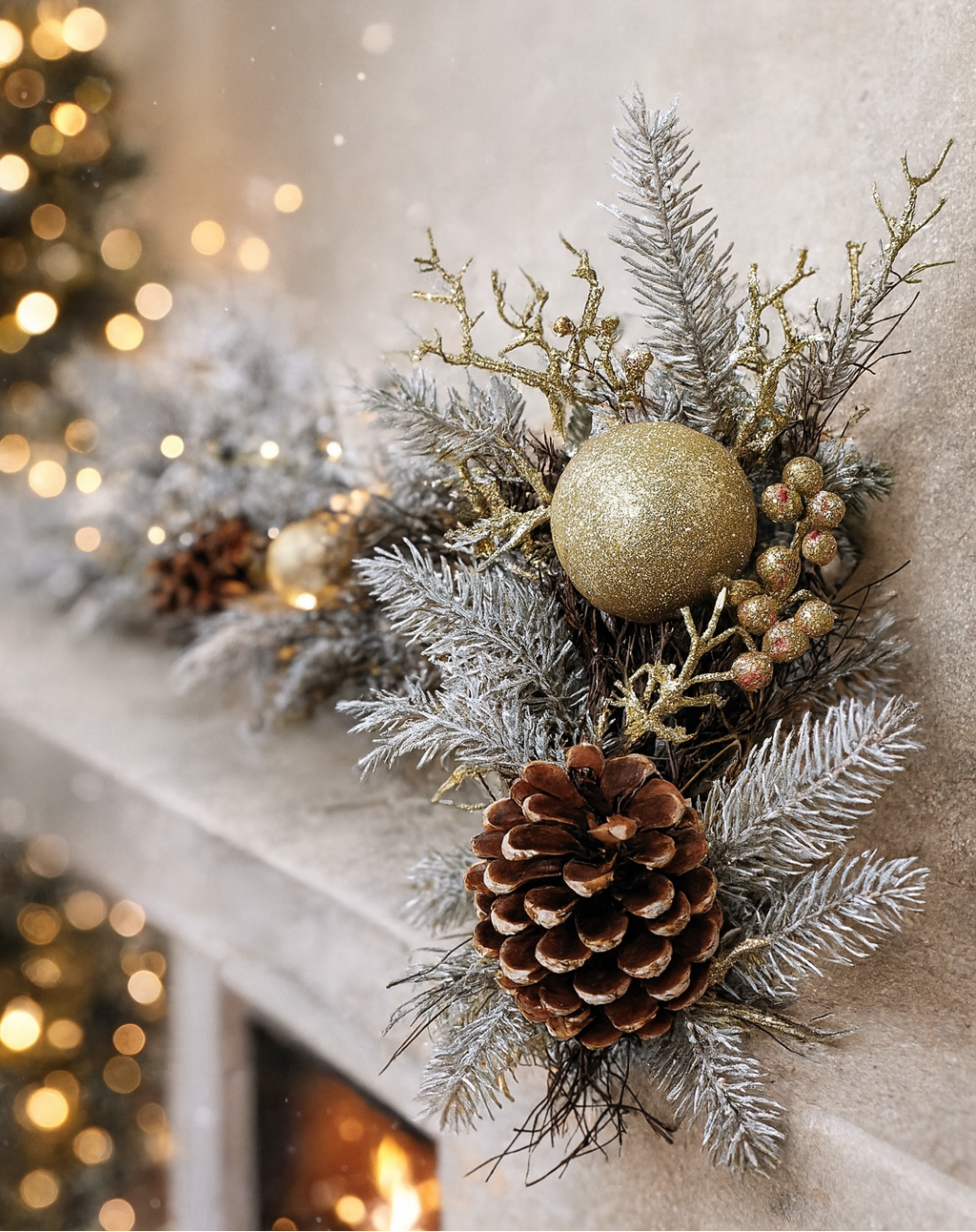 1.8m Champagne Gold Christmas Garland with Berries, Baubles & Pine Cones by Premier