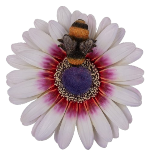 White Daisy with Bee resin wall hanging ornament by Vivid Arts, featuring a detailed daisy flower and bee design.
