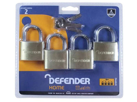 Squire Defender DDBP4Q Quad Padlocks 40mm - Mill Race Garden Centre