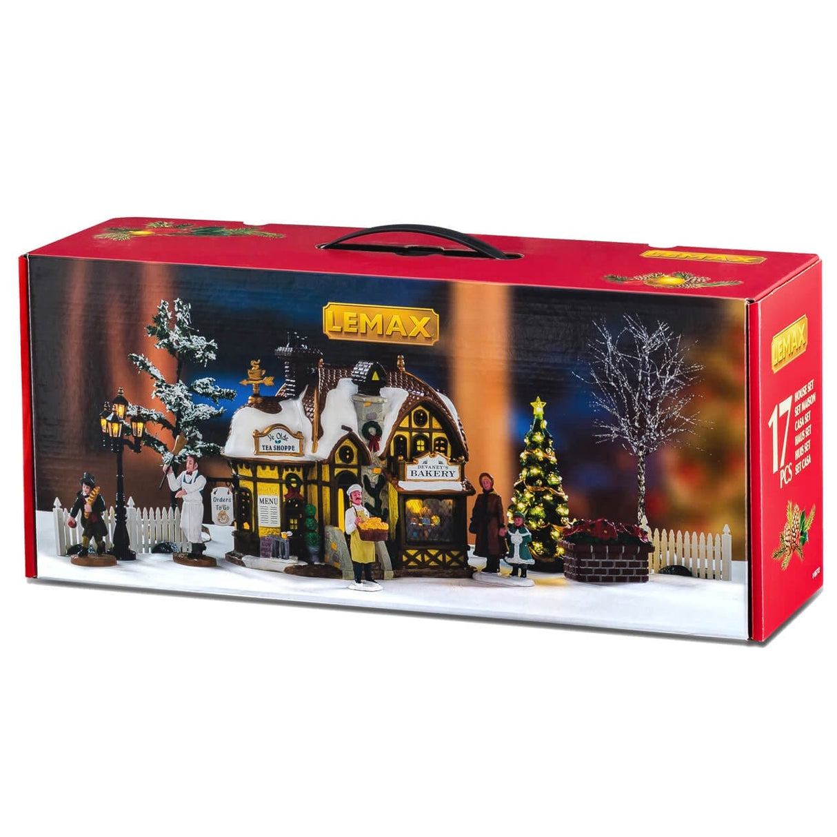 Lemax illuminated bakery building from Devaney's Bakery set in white with adaptor, part of Christmas village houses.