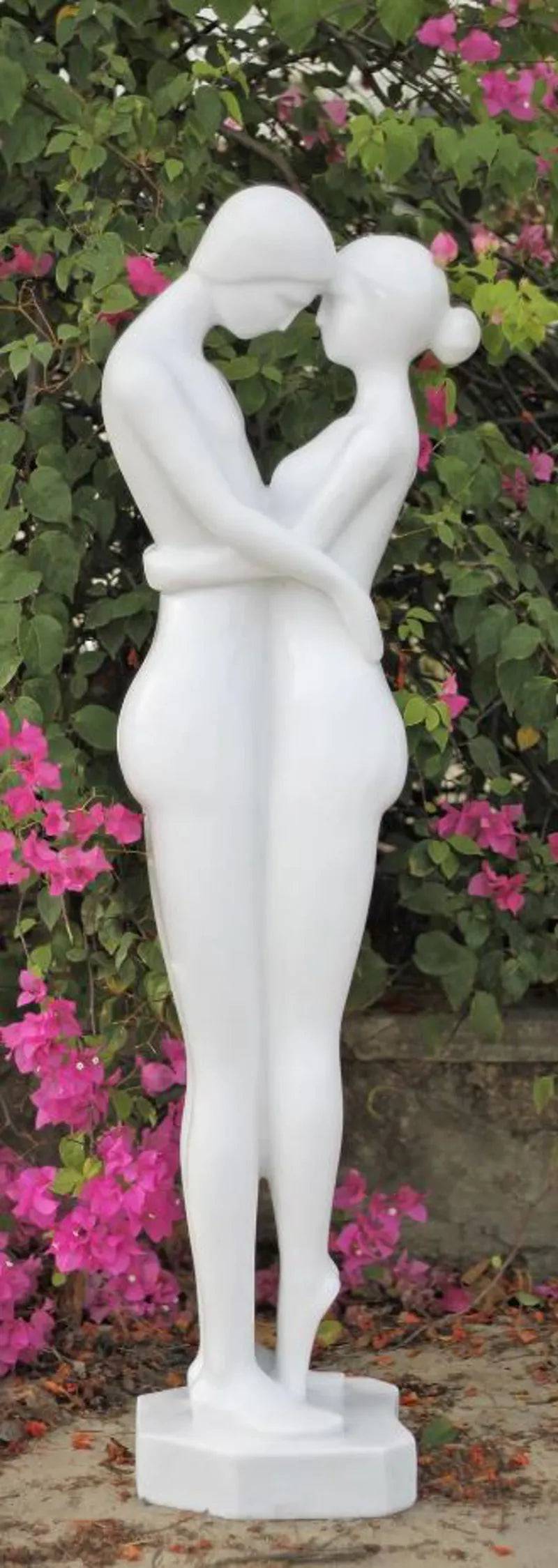 White Extra Large Embracing Couple Statue By Dinova