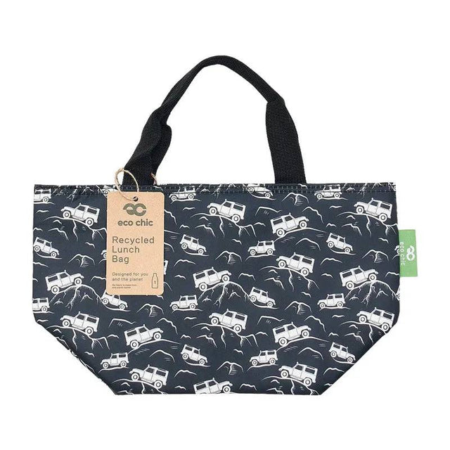 Eco Chic Black Lightweight Foldable Lunch Bag Land Rovers - Mill Race Garden Centre