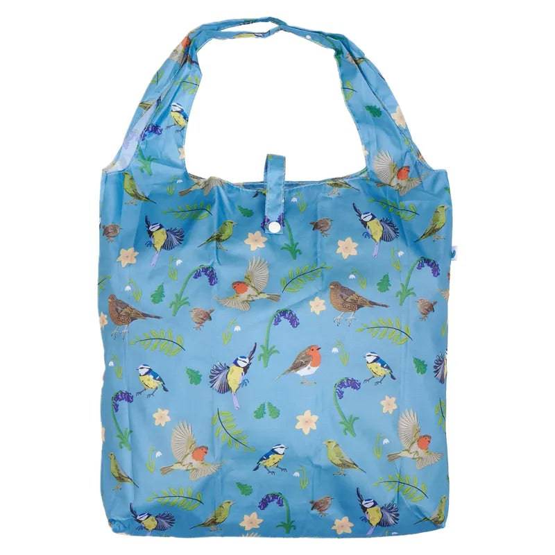 Eco Chic Blue Lightweight Foldable Reusable Shopping Bag RSPB Birds - Mill Race Garden Centre