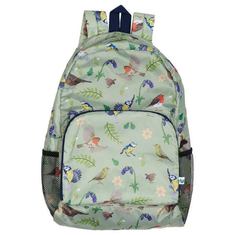 Eco Chic Green Lightweight Foldable Backpack RSPB Birds - Mill Race Garden Centre