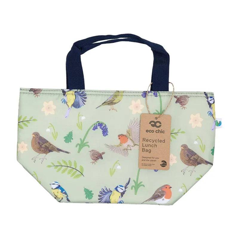 Eco Chic Green Lightweight Foldable Lunch Bag RSPB Birds - Mill Race Garden Centre