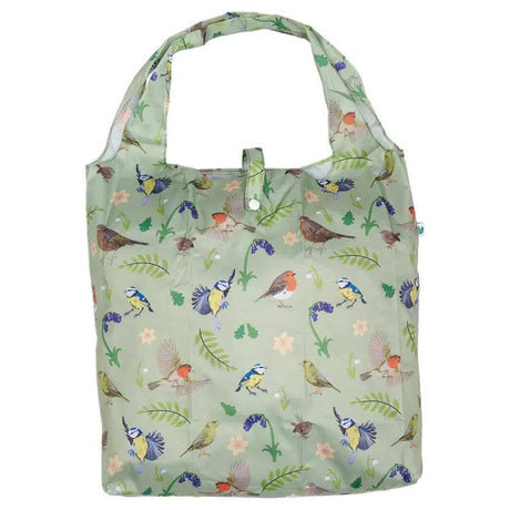 Eco Chic Green Lightweight Foldable Reusable Shopping Bag RSPB Birds - Mill Race Garden Centre